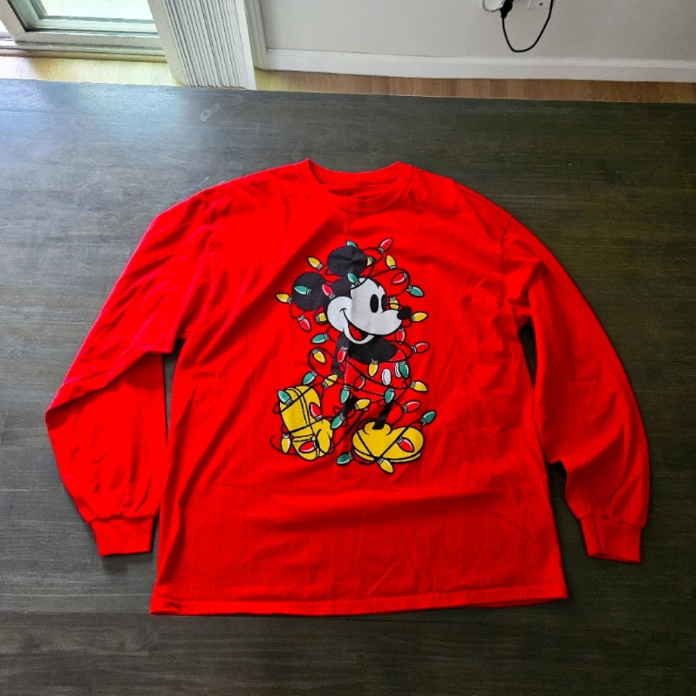 Mickey Mouse Tangled In Christmas Lights Long Sleeve Shirt